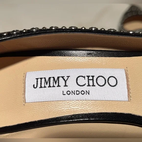 NWOT—JIMMY CHOO Romy 85 Black Heels with Silver Studs, Size 37.5 (US 7)